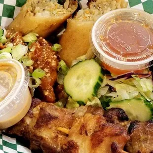 a variety of food items in a basket