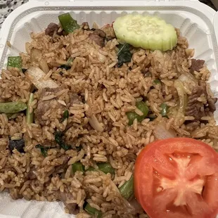 Basil Fried Rice with beef (extra)