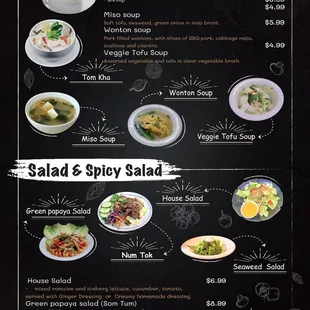 a menu for soup and salad