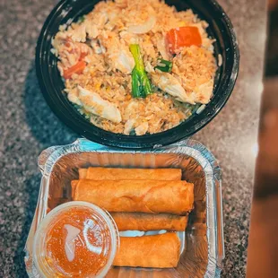 Crispy Spring Roll and Thai Fried Rice