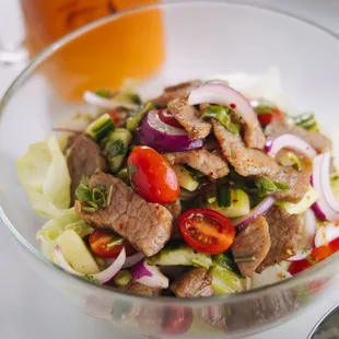 a bowl of beef and vegetables