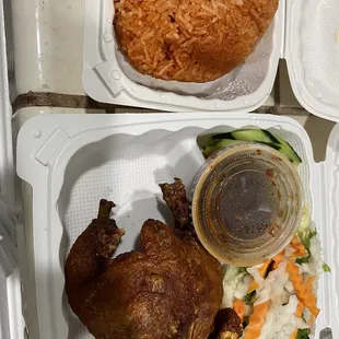 Garlic chicken and papaya salad