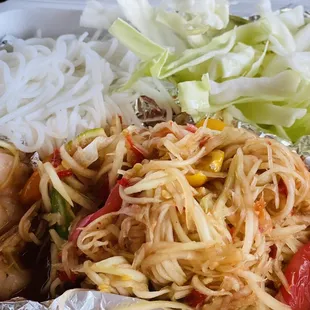 Spicy papaya salad.