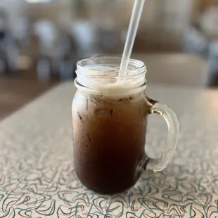 Thai ice coffee with coconut milk