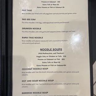 Noodle menu!