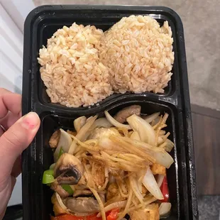 Fried rice?????? I ordered fried rice but this is just plain mushy rice with a side of veg.....