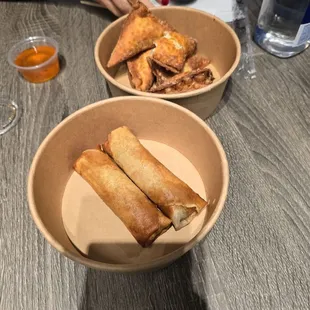 Spring rolls and cheese wontons (vegan)