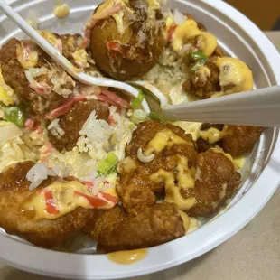 It&apos;s Chicken Pop Rice Bowl mix takoyaki
