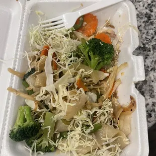 Drunken noodle with random cabbage thrown on top
