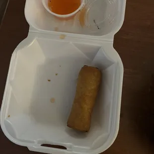 Veggie rolls (fried) only comes with 3  Even the dipping sauce had no flavor