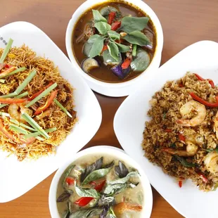 Mee Krob, Jungle Curry, Green Curry, Spicy Basil Fried Rice