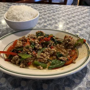 Spicy Basil chicken (half eaten ...sorry couldn't wait)