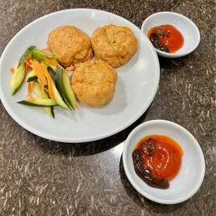 Fish cakes and our sauce