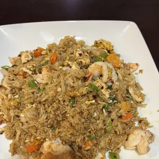 Thai Basil Fried Rice with chicken and shrimp