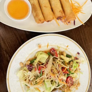 2. Thai Spring Rolls and 23. Som Tum / Papaya Salad
