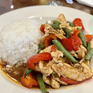 Chicken Pad Kra Prow w/ rice