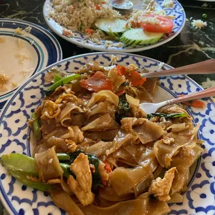 Chicken Pad See Ew and chicken friend rice