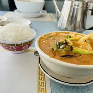 Panang Curry Vegetable with steamed rice