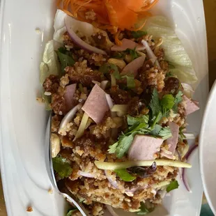Nam Khao (crispy fried rice)