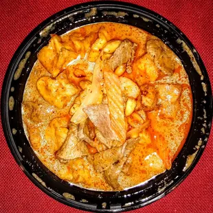 Massaman Curry beef and tofu: musaman curry with coconut milk, potatoes, onoins and peanuts. $17