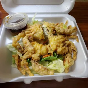 Fried soft shell crabs