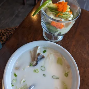 Tom kha gai and dynamite tuna avocado salad...