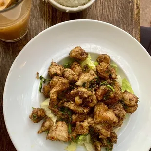 Fried and Peppered Chicken with Garlic and Lime