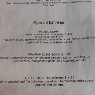 Special menu items. Ordered Sassy Wings.