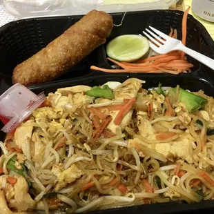 Chicken Pad Thai and a delicious Egg Roll from Thai Orange!