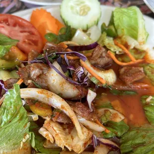 Crying Tiger salad!   Get it spicy with a side of rice as an appetizer!