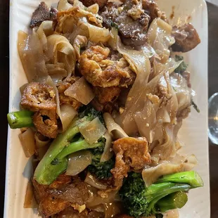 pad see ew beef + fried tofu