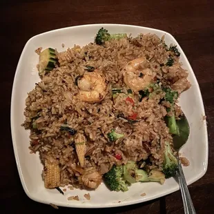 Basil fried rice with shrimp and veggies