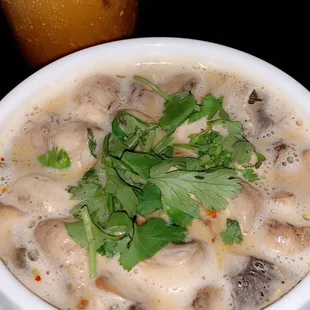 Tom Kha all mushroom and Thai tea