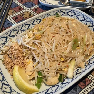 Chicken pad Thai Medium + spice.... Great flavor!