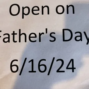 Happy Father&apos;s Day 
Open 11:00 am - 7:00 pm