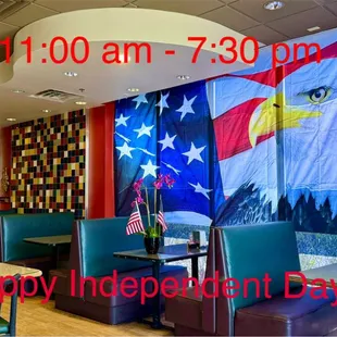 Happy Independence Day We&apos;re open             11:00 am - 7:30 pm