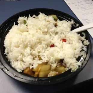 Chicken pineapple with white rice!