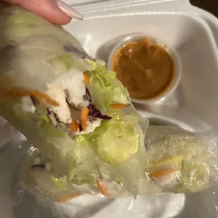Fresh spring rolls with chicken