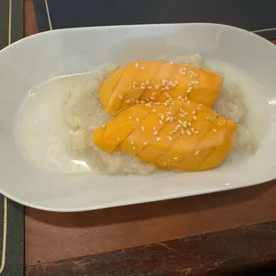 Sweet Sticky Rice with Mango (Seasonal). It was a nice treat