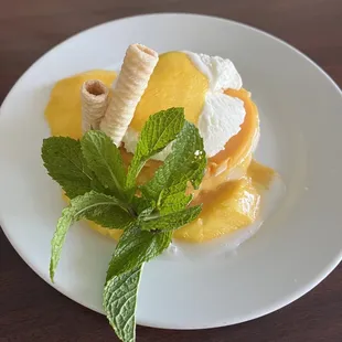 Mango Sticky Rice Topped With Mango Sorbet and Coconut Ice Cream. YUM!!!!
