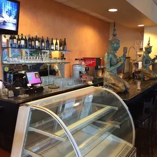 the counter and the bar