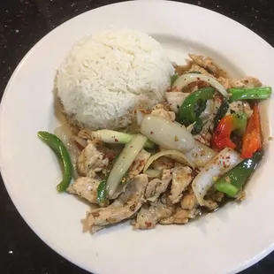 Pad Ga Prau Chicken w/rice