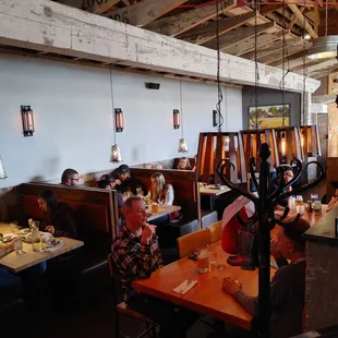 people eating and drinking