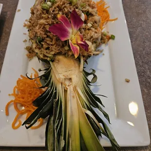 Pineapple Fried Rice (we had it with Shrimp)