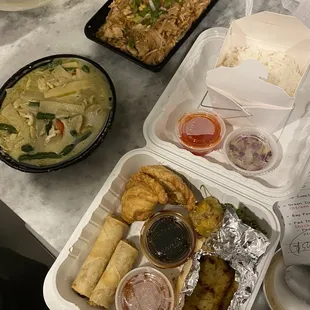 Pad Thai; Green Curry; Sampler