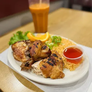 Thai Bbq Chicken (S1) with Thai Iced Tea