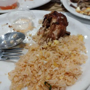 Half eaten  Thai Bbq Chicken with rice