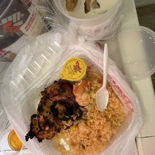 S1 Chicken Plate extra Crispy chicken, Vegetable Tom Kha Extra V15. Tom Kha Spicy Vegetable Soup