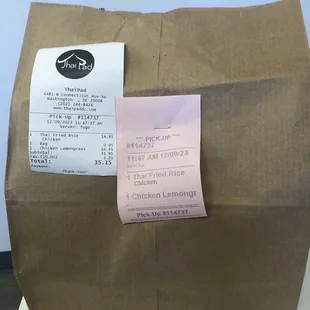 Takeout lunches in bag