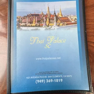 the menu for the restaurant